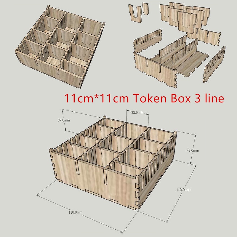 Broken Token Box Size 11cm Arbitrary Combination Diy Wooden Cover Storage Box Store Card For Games Board Games Parts