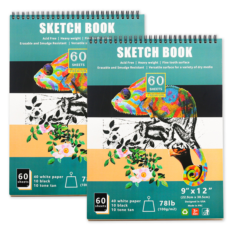 2-pack sketchbook blank coil notebook color lead painting book art students go out sketch paper 22.9x30.5cm