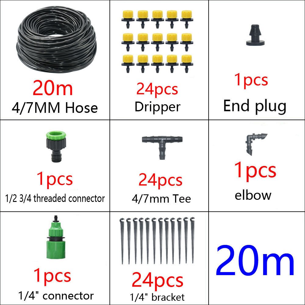 5-50M Automatisch Tuinbewateringssysteem Waterdruppelirrigatiesysteem Plant Bewatering Kit Irrigatie Druppelaars Timer Set: green
