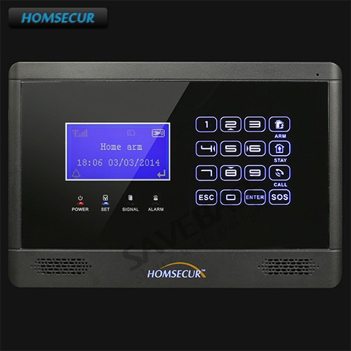 HOMSECUR-système d'alarme de sécurité, GSM, 433Mhz, avec écran principal, pour le bureau et la maison, sans fil, avec écran LCD, YA08