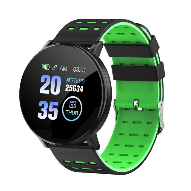 119 plus smart armband pulsmätare sport tracker smart klocka sport smartband för android ios män kvinnor smart armband: Grön
