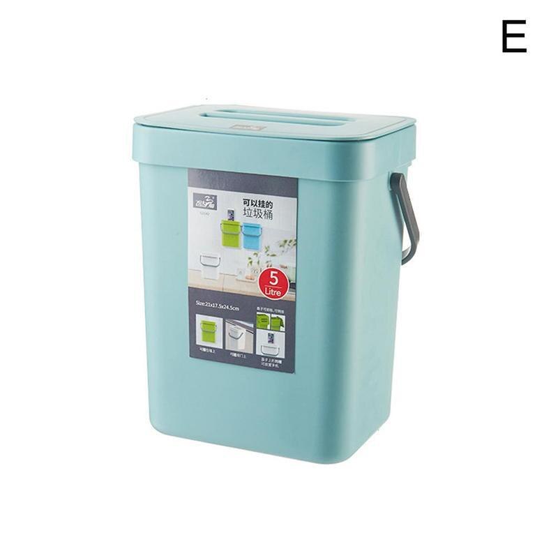 3/5L Wall Mounted Folding Waste Bin Kitchen Cabinet Storage Bin Garbage Door Accessories Can Car Trash Kitchen Trash Hangin O0X2: E