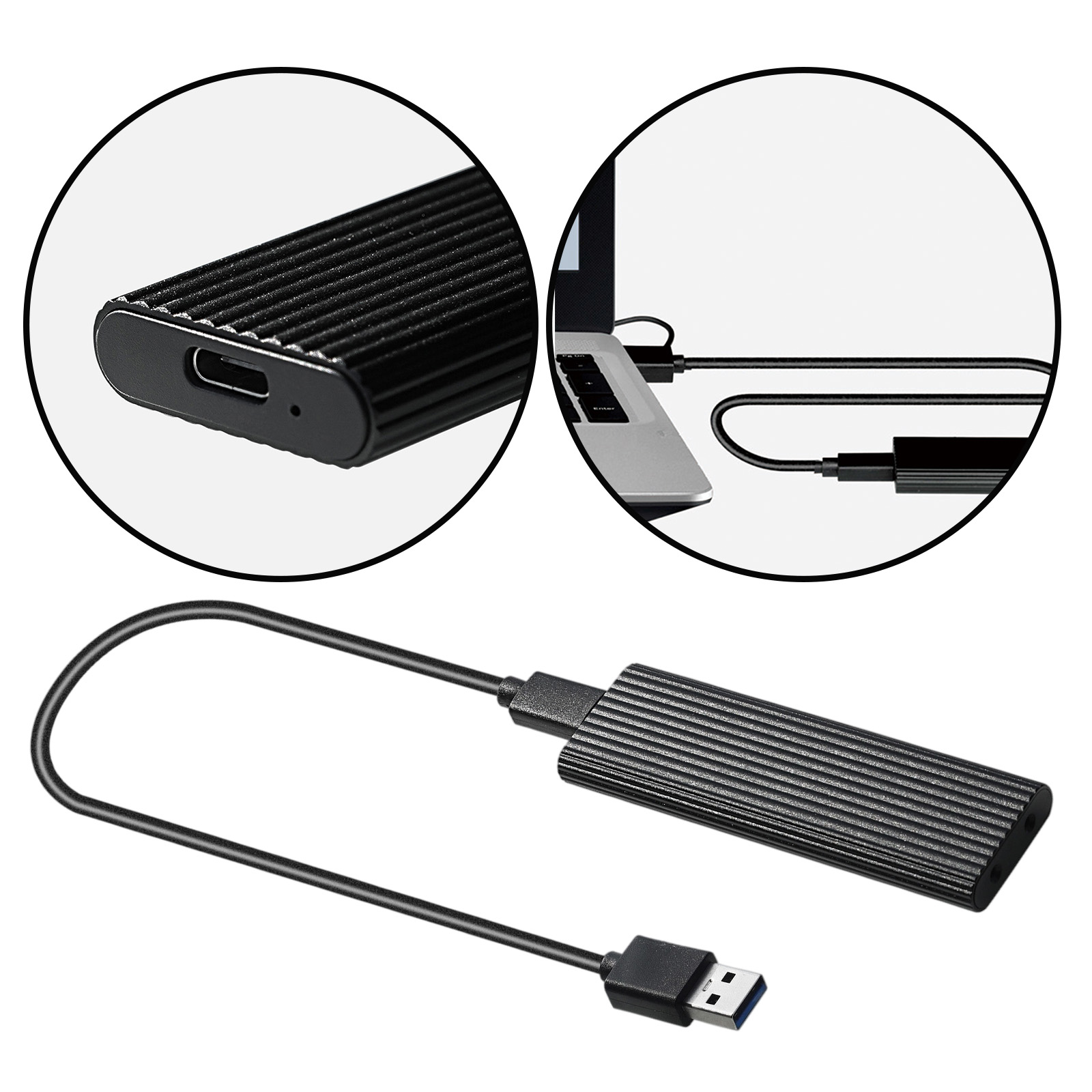 M.2 NGFF SSD SATA a USB 3,0 externo lector SSD recinto convertidor caja de almacenamiento de 6Gbps de apoyo UASP herramienta portátil: Negro