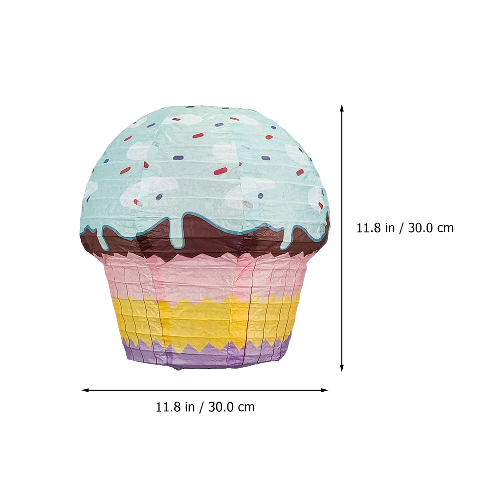 1pc Folding Paper Lantern Cake-shaped Paper Lantern Hanging Lantern for Decor: sky blue