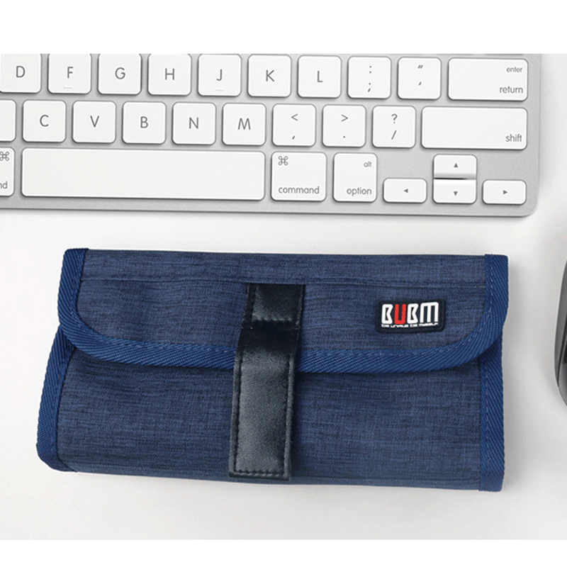 Bubm lichtgewicht reiskabel organizer, oprolbare elektronica accessoires opbergtas voor oplader, usb-kabels, oortelefoon harde schijf