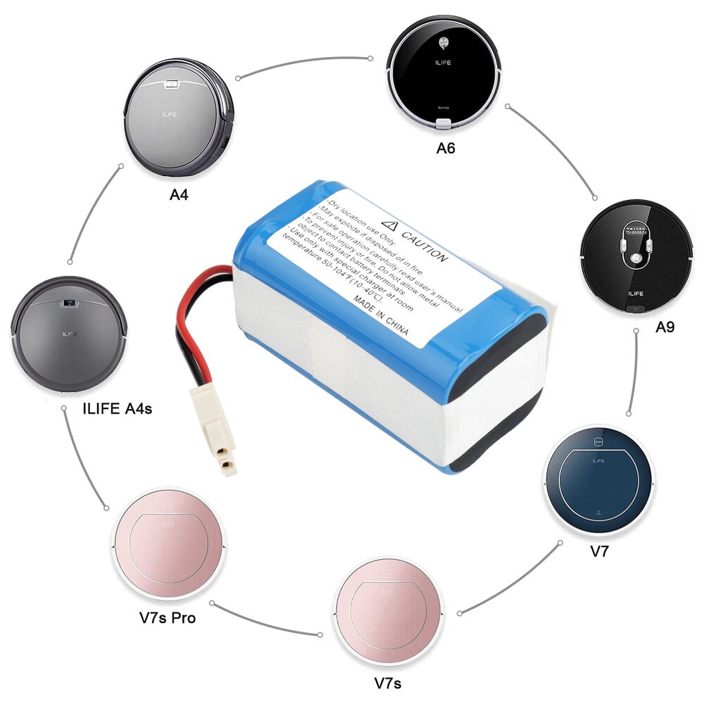 Original 14.4V 2600mah Li Ion Rechargeable Battery For ILIFE A4 A4s V7s A6 V7s Plus Robot Vacuum Cleaner iLife