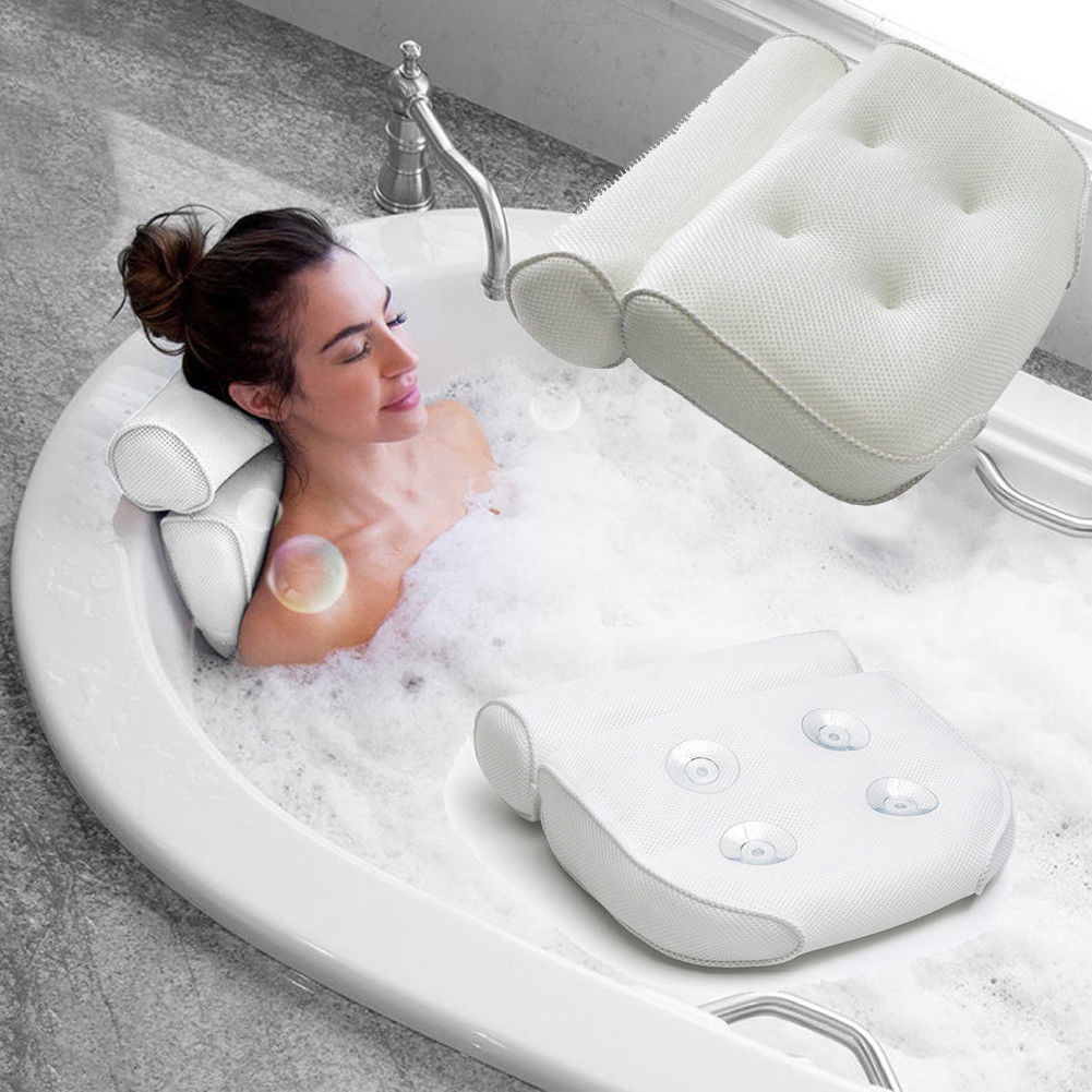 3D Mesh Spa Antislip Cushioned Bad Spa Kussen Bad Head Rest Kussen Met Zuignappen Voor Hals en Terug Badkamer Supply