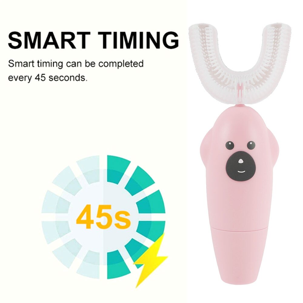 360 Degrees Sonic Automatic Children Teeth Cleaner U Type Electric Toothbrush IPX7 Waterproof Teeth Cleaning Battery Powered