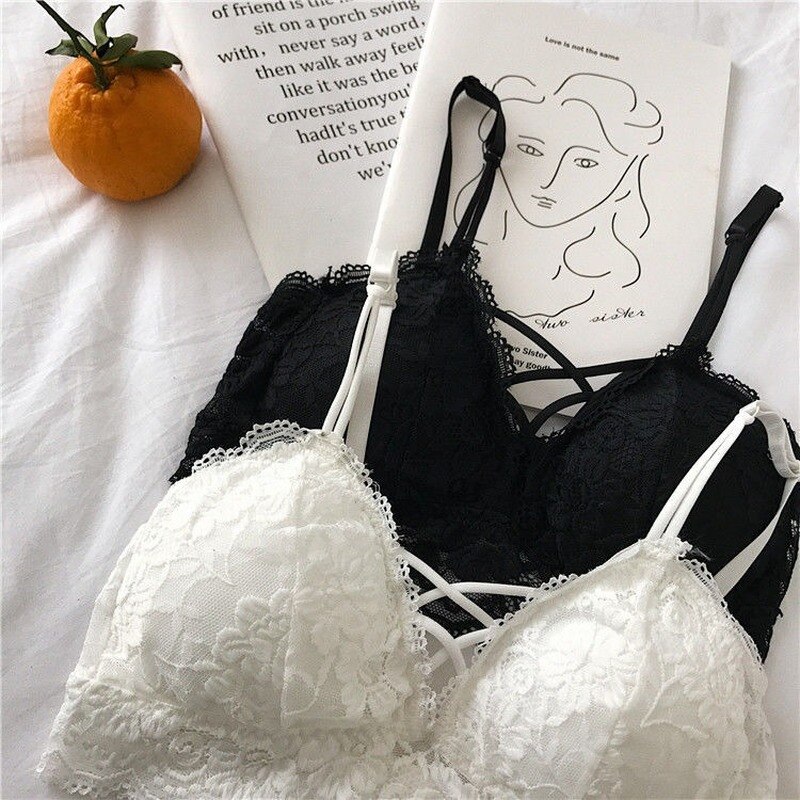 Summer Solid Color Beautiful Back Women Bra Small Chest Gather Lingerie White Female Without Trace Without Rims Lace Sexy Bra