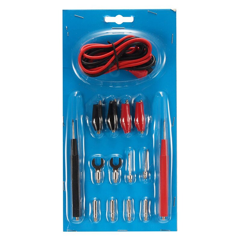 16pcs Digital Multimeter Banana Plug Probe Test Lead Cable Clips Assortment Kit