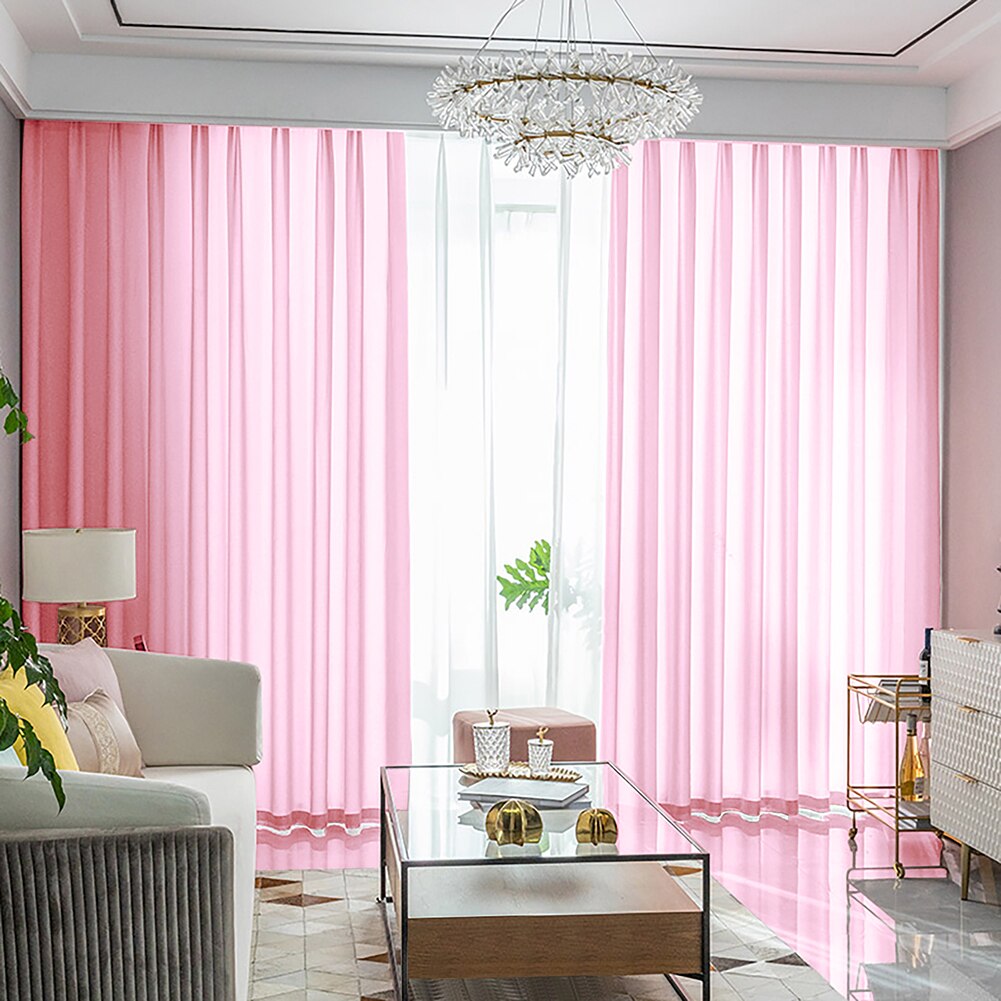 Sheer Window Curtains Tulle Voile Home Fabric Drapes for Living Room Study Bedroom Kitchen: Pink