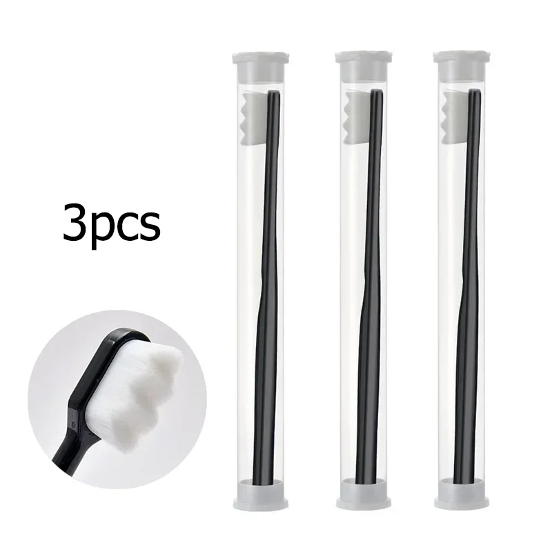 3pc ultra-fino escova de dentes macia adulto escova de dentes limpeza profunda portátil viagem escova de cuidados dentários clareamento oral dentista: ROXO