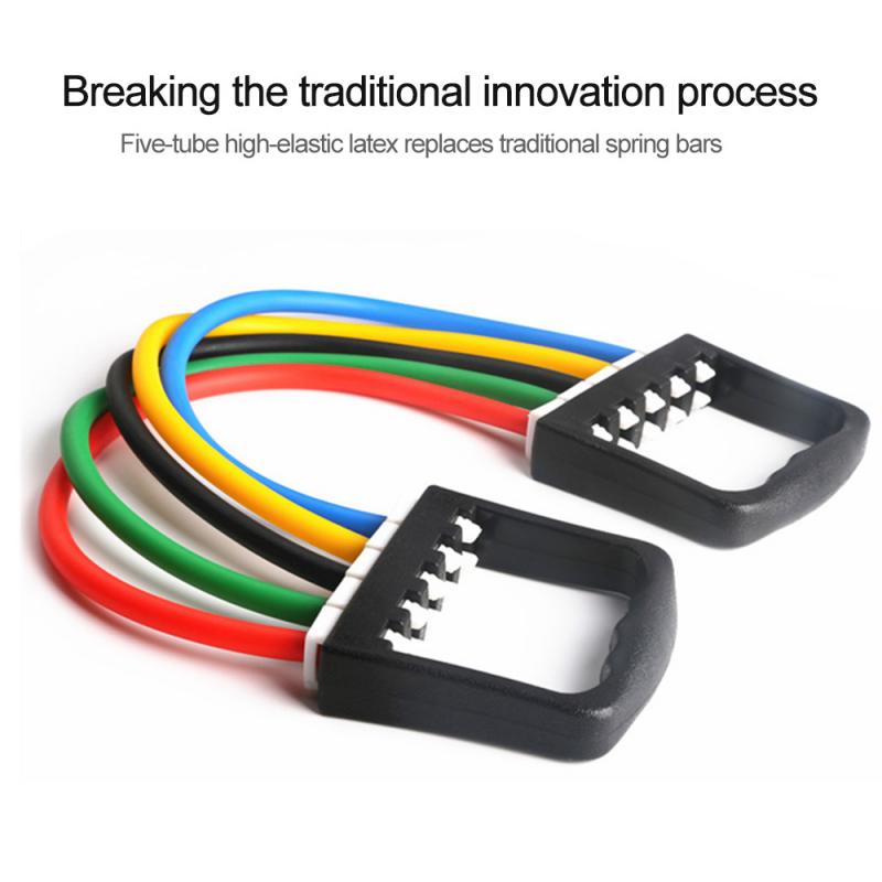 Fitness 5-tube Puller Band Yoga Pull Rope Elastic Resistance Bands 5 Levels Adjustable Intensity Expander Arm Strength Home Gym
