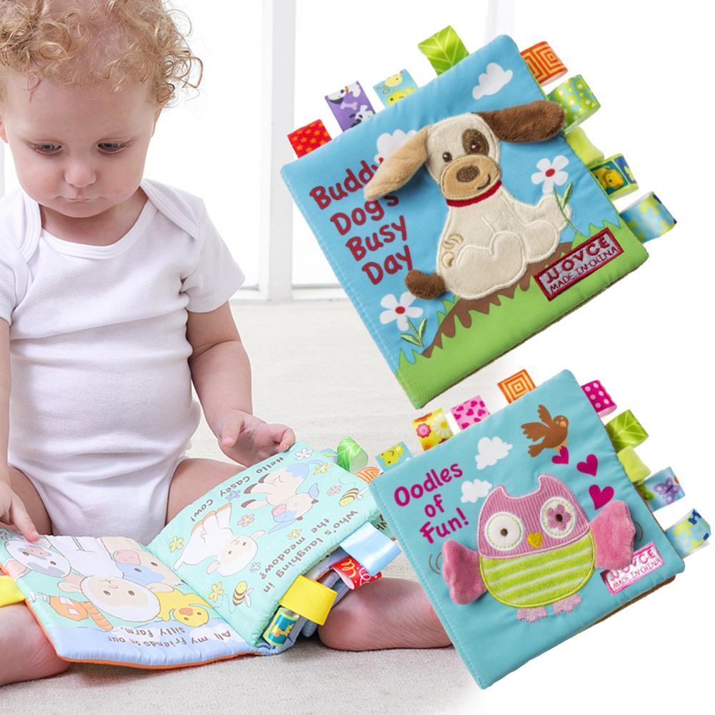 Stoffbuch für babys, cartoon-tierbücher, bissfestes materialbuch, intelligenzentwicklung, frühes lernspielzeug, vorlesen