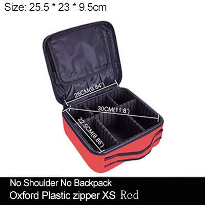 Clapboard Cosmetic Bag Leather Make Up Box Large Capacity Storage Handbag Travel Insert Toiletry Makeup Suitcase: XS Oxford red