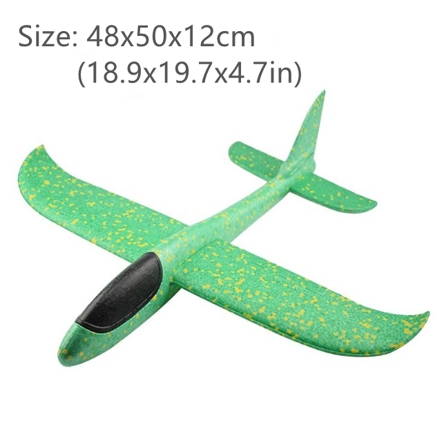 50CM Big Foam Plane Flying Glider Toy With LED Light Hand Throw Airplane Outdoor Game Aircraft Model Toys for Children Boys: 50cm Green no LED