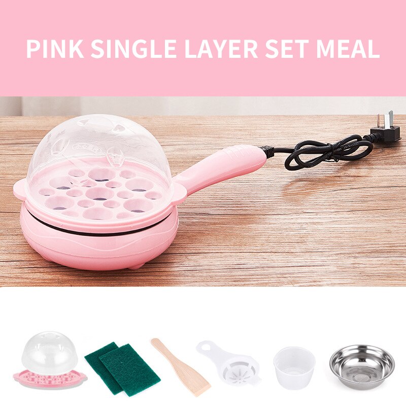 Mini Fried Eggs Artifact Non-Stick Electric Frying Pancake Egg Inserted Cooker Frying Double-layer Food Steamer Electric Pan: D