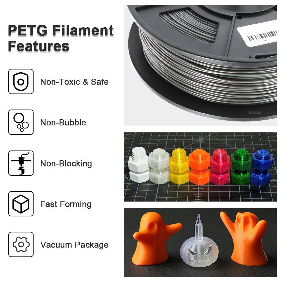 Enotepad PETG Grey Filament 1.75mm Tolerance +-0.02MM 1KG 2.2lb3D Printer Filament s Spool stock support With Fast