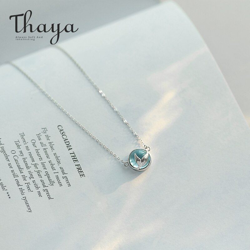 Thaya Mermaid Foam Bubble Crystal Necklace s925 silver Mermaid Tail Blue Pendant Necklace for Women Jewelry