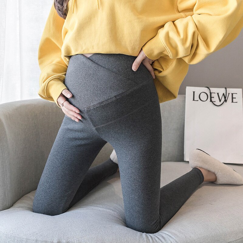 Leggings i forårsren bomuld til gravide kvinder: Mørkegrå / L