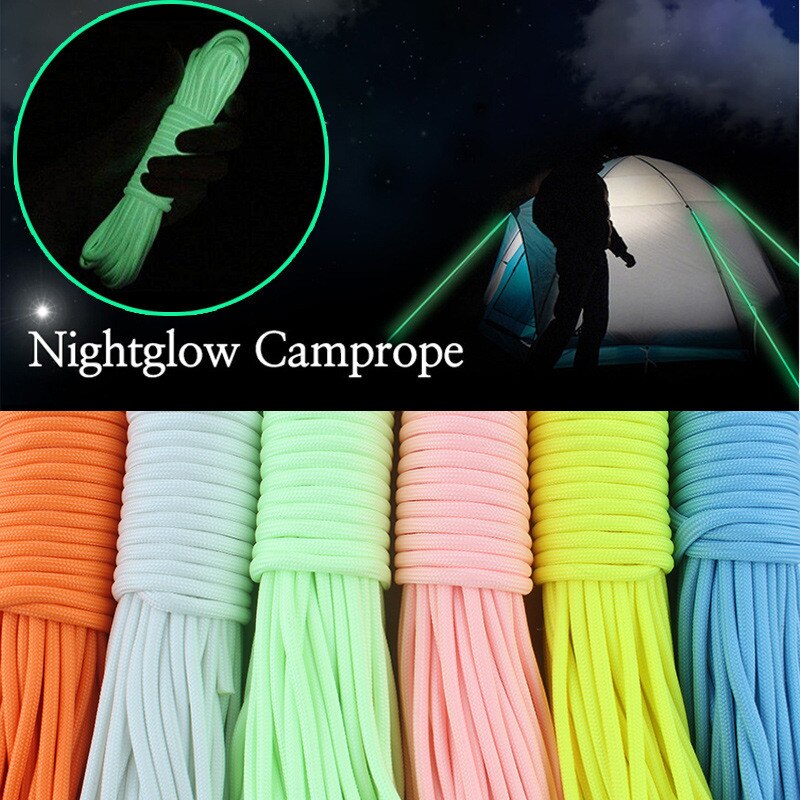 Luminous liny 9 nici 4mm Paracord Nylon 550 namiot przewód Glow spadochron odkryty pakiet smycz Camping Survival EDC