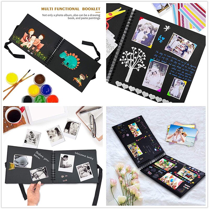 Photo Albums Black Pages Memory Books Craft Paper DIY Scrapbooking Idol Picture Wedding Birthday Memorial Graduation Album