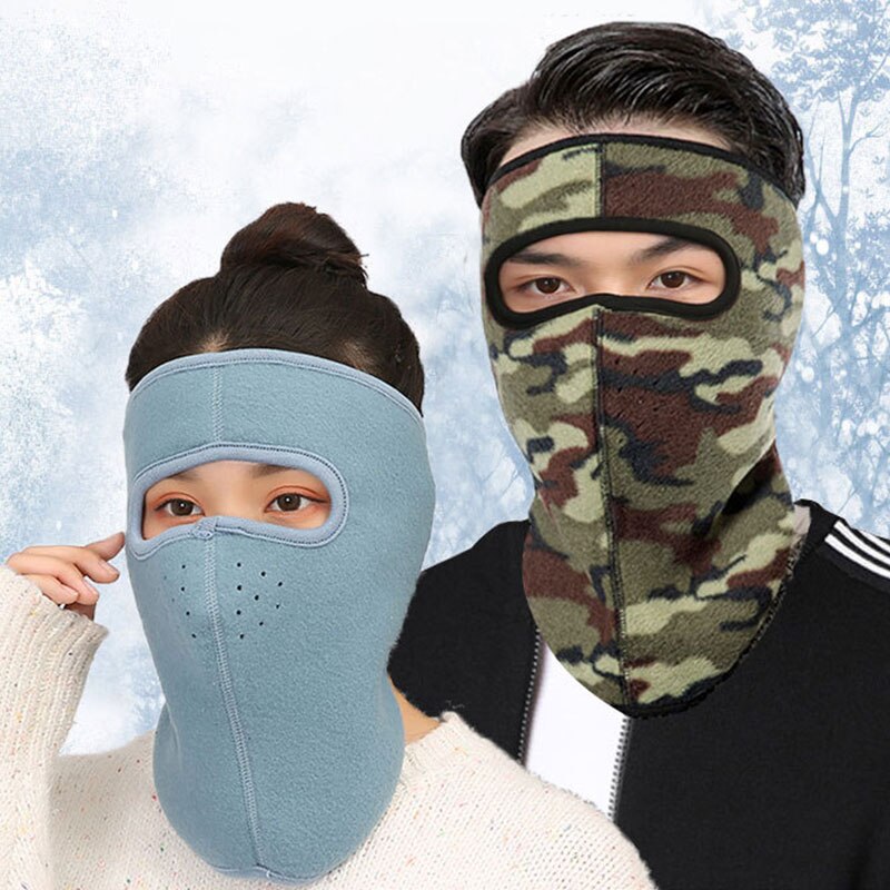 Tre-i-en-ørebeskyttelser solidt / camouflage vindtæt udendørs ørekapper unisex kvinder mænd vinterøreskærme hals varm mund ansigtsmasker