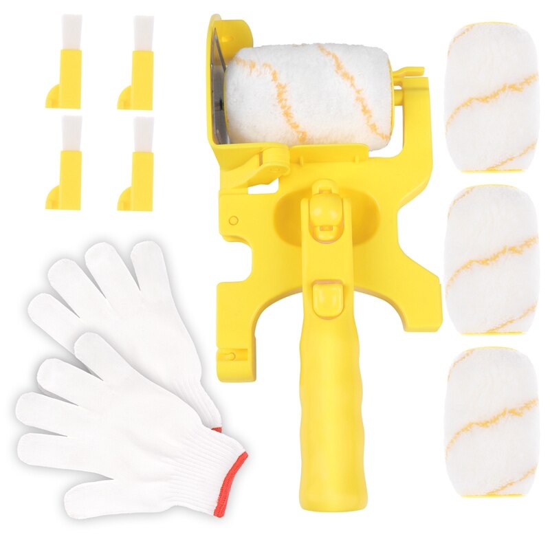 11Pcs Paint Roller Brush Set Multifunctional Hand-Held Clean-Cut Paint Edger Roller Brush Portable Home Improvement Tool: Default Title