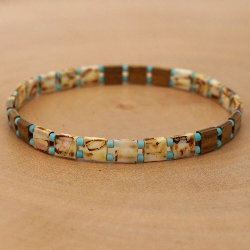 Pulsera Bohemia MIYUKI para mujer, brazalete de cuentas de TIla multicolor, joyería étnica, Bisutería: HDB141-11