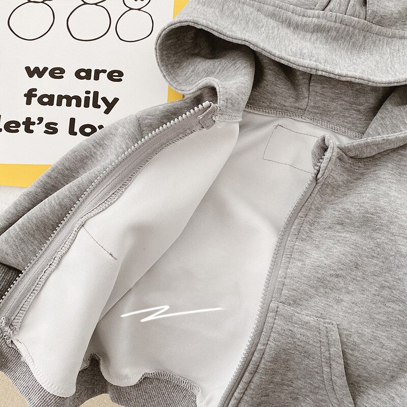 Arrivals 2022 Kinderen Baby Boy Kleding Lente Cartoon Casual Hoodie Jasje Grijs Pasgeboren Kinderen Bovenkleding Kostuum