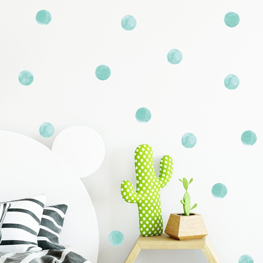 Watercolor green wave dot sticker children's room kindergarten layout wall sticker Watercolor dot sticker