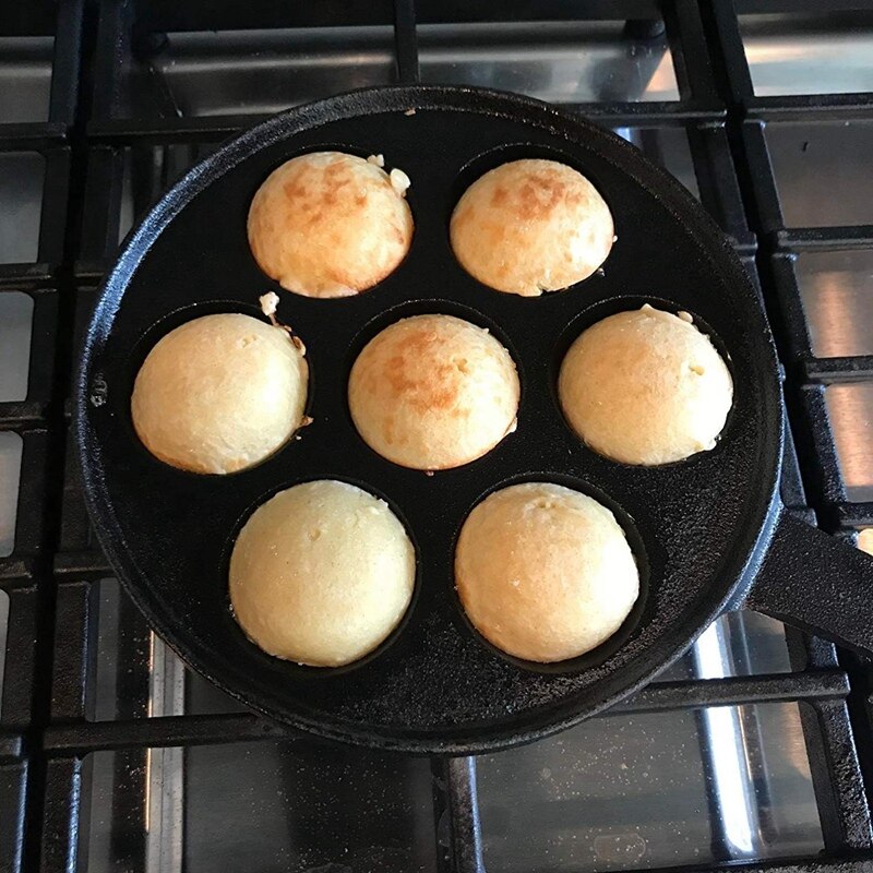 Nonstick fyllda pannkakapanna, hus gjutjärn grill för olika sfäriska mat ,2 "diameter formar