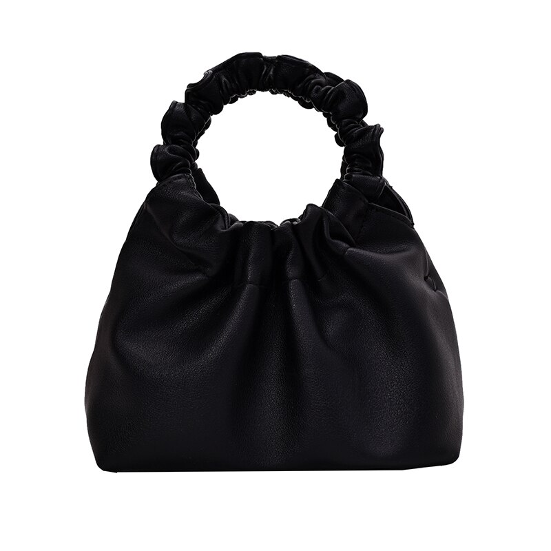 Bolso pequeño de cuero de lujo para mujer, bolsa de mano de noche suave, bandolera de cuero, bolso de mano: Black shoulder bag