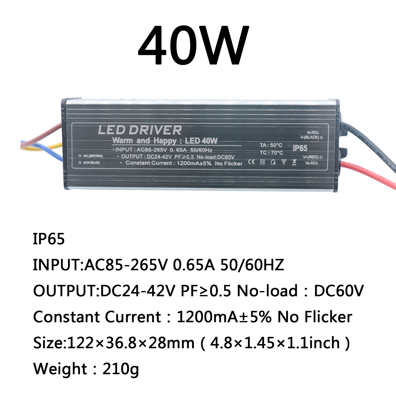 LED Driver 5W 10W 20W 30W 40W 50W 1500mA Power LED Driver light Transformer IP65 Waterproof Adapter for Supply Floodlight DIY: Gold