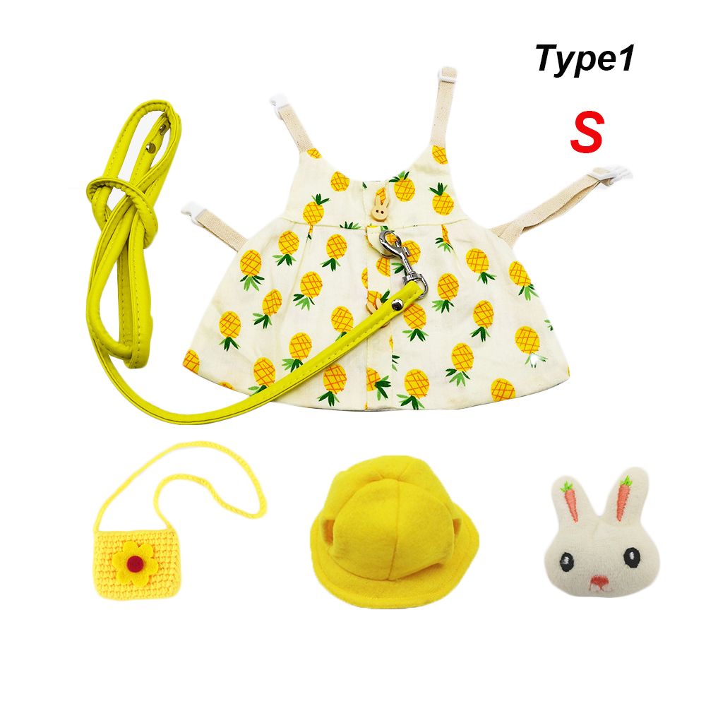 Small Animal Clothing Hamster Guinea Pig Clothes Pet Vest Hat Set Outdoor Rabbit Clothes Harness Strap Leash: Type1-S