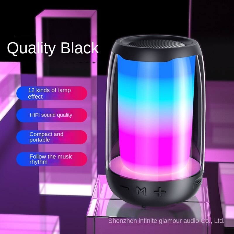 Kabelloser bluetooth-lautsprecher, mini, klein, mit hoher lautstärke, für den haushalt, mobiltelefon, subwoofer, tragbar, für den außenbereich: Schwarz