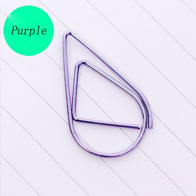 200PCS Cute Teardrop Smooth Stainless Steel Shaped Paper Clips for Office Wedding Women G: lilac