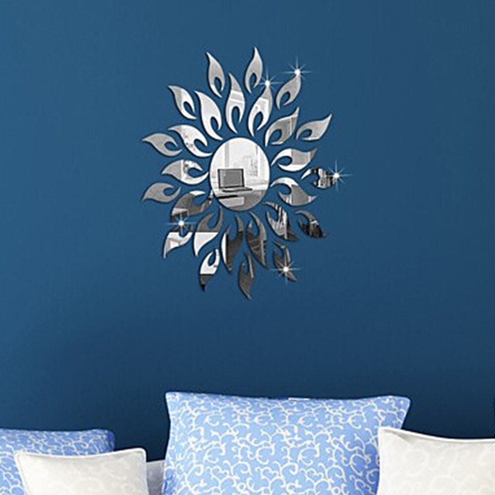 1pc ps materiale solsikke spejl wallstickers reflekterende klistermærke hjem stue dekoration wallstickers