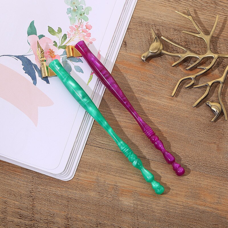 Verre Imitation Résine Oblique Dip Porte-Plume Calligraphie Porte-Plume Dip Porte-Stylo Stylo Tige