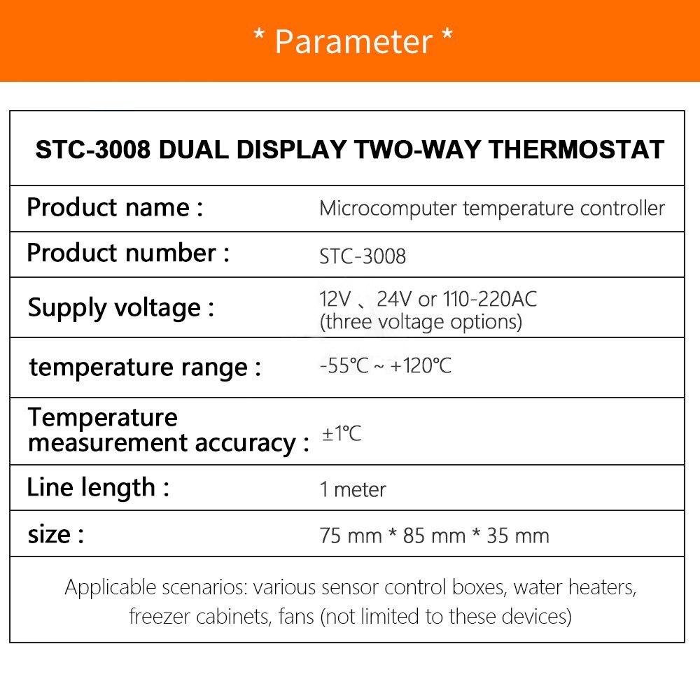 Dual Digital Display Thermostat Temperature Regulator Temperature Controller Double NTC Probe Heater Sensor Two Relay Output 24V