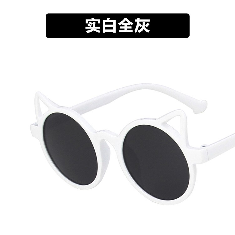 Kinderen Kids Zonnebril Zonnebril Vintage Leuke Kat Uv 400 Bescherming Meisjes Jongens Baby Oculos De Sol Gafas Brillen: White Grey