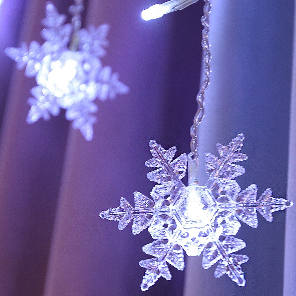 Stor juledekoration gardin snefnug ledet snorlys blinkende lys gardinlys vandtæt udendørs festlys: Kold sne