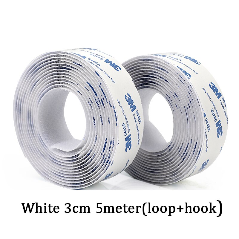 5Meter/Pairs Strong Self adhesive Hook and Loop Fastener Tape nylon sticker velcros adhesive with Glue for DIY 20/25/30/38/50mm: White 3cm