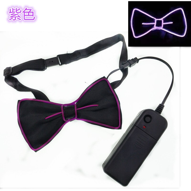 Cravate pour hommes en fil de fer | Nœud papillon lumineux clignotant pour fête en Club mariage: VIOLET