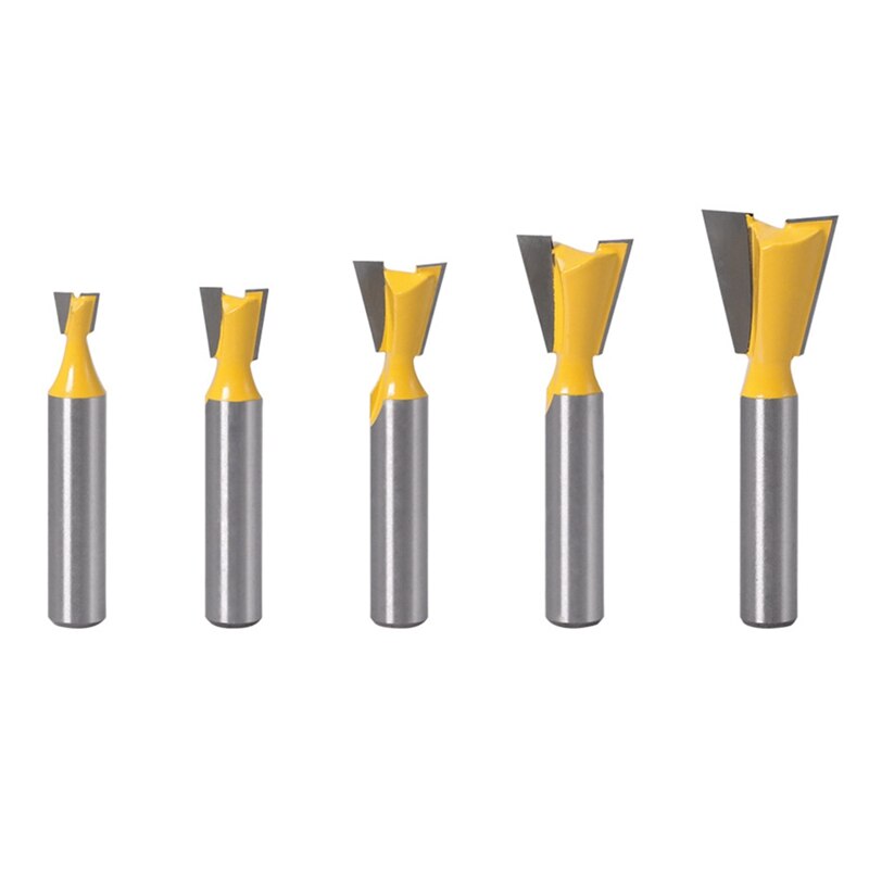 5Pcs 8mm Shank Dovetail Joint Router Bits Set 14 Degree Woodworking Engraving Bit Milling Cutter for Wood