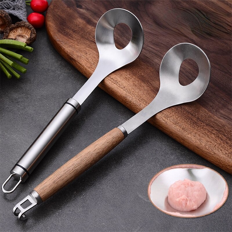 Meatball Spoon Household Fishball Maker Squeezing Meatball Spoon 304 Stainless Steel Fish Ball Meatball Making Tool