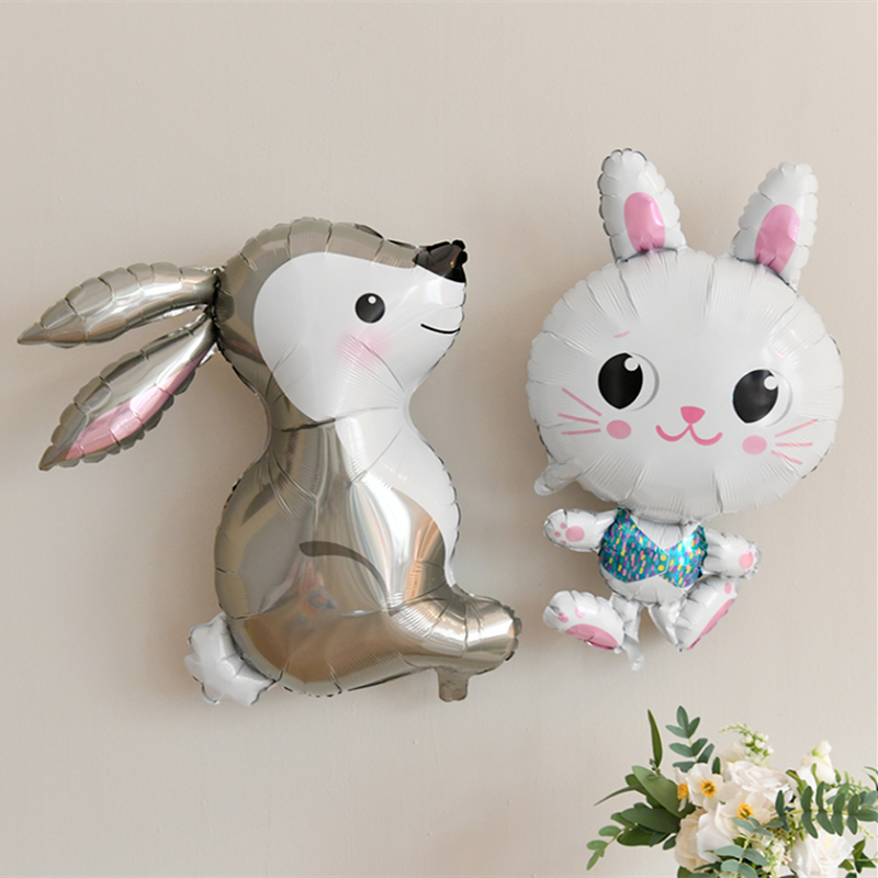 1 stücke Grau Hase Ballon Lange Ohren Kaninchen Helium Ballon Baby Dusche Hochzeit Geburtstag Party Dekoration Aluminium Folie Ballon