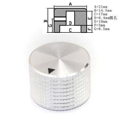 Perilla de potenciómetro de aluminio de alta gama sólida mecanizada, interruptor de volumen de agujero de eje de 6,4mm, 8mm y 10mm, perillas de codificador giratorio, 1 ud.