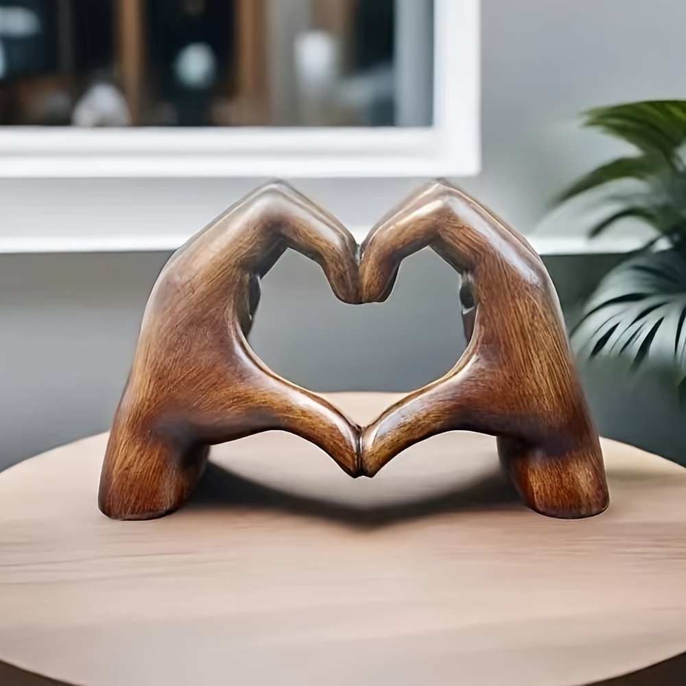 1pc hars hartvormige handgemaakte sculptuur decoratie standbeeld liefde kunst familie kantoor boekenplank woonkamer decoratie cadeau