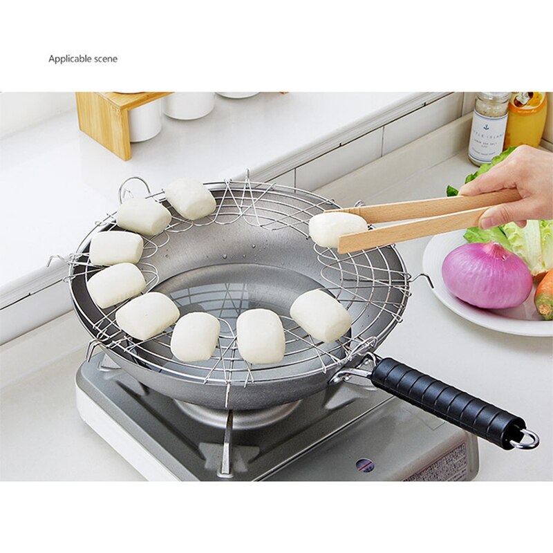 Multi-Function Frying Oil Filter Rack Stainless Steel Semicircle Steaming Drain Oil Holder Kitchen Cooking Foldable Gadgets